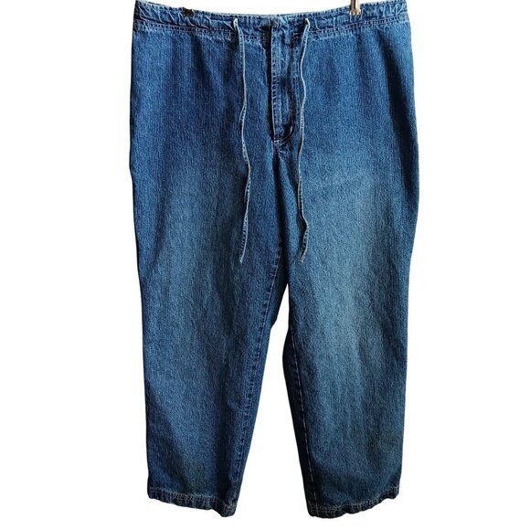 Vtg Y2K 90's Venezia Jeans Loose Fit Blue Denim 36x31 sz 16 Drawstring Waist - Picture 1 of 8